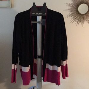 Color block medium weight open front cardigan